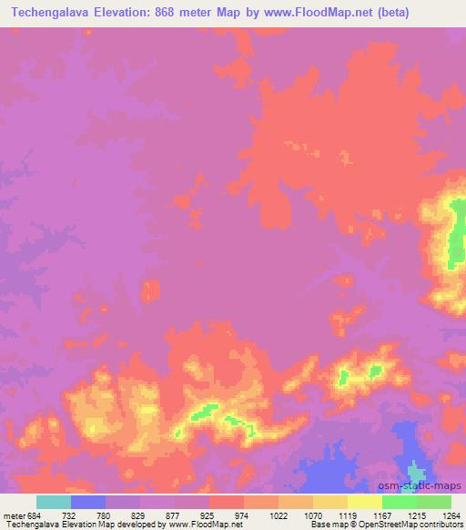 Techengalava,Mozambique Elevation Map
