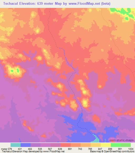 Techacul,Mozambique Elevation Map