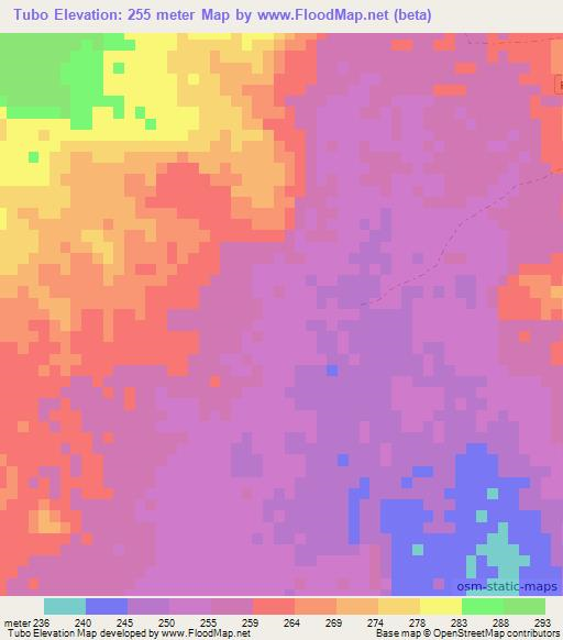 Tubo,Mozambique Elevation Map