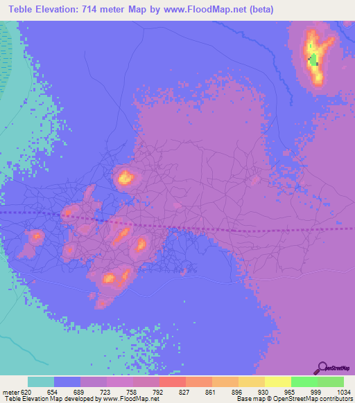 Teble,Mozambique Elevation Map