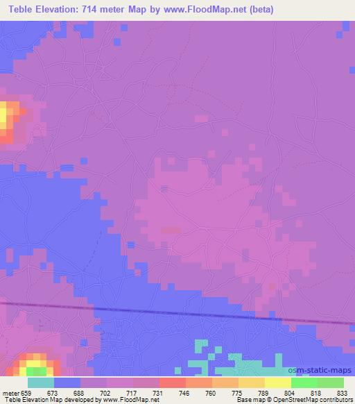 Teble,Mozambique Elevation Map