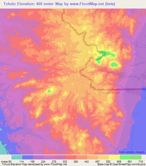 Tchulo,Mozambique Elevation Map