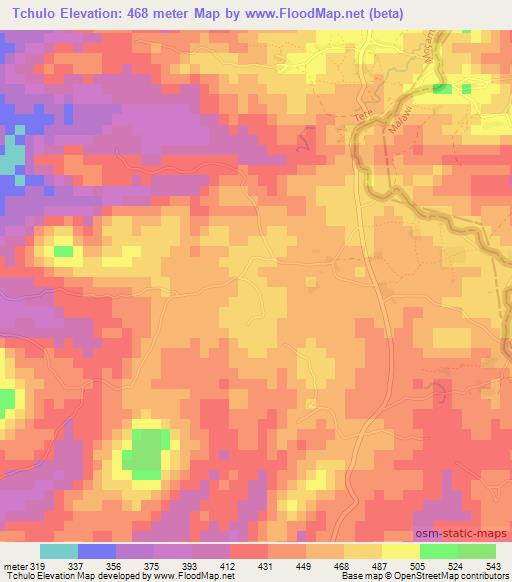 Tchulo,Mozambique Elevation Map