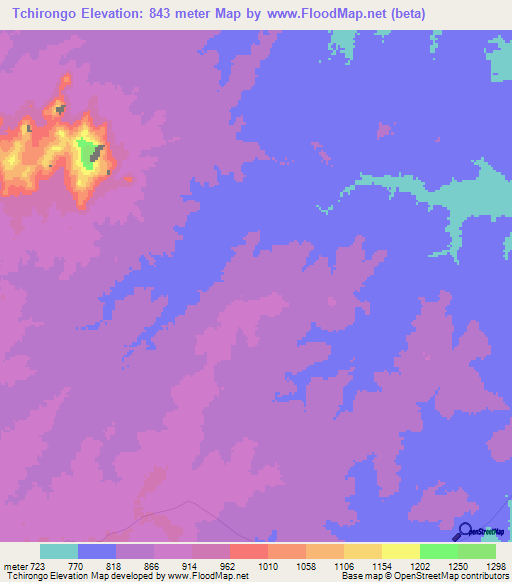 Tchirongo,Mozambique Elevation Map