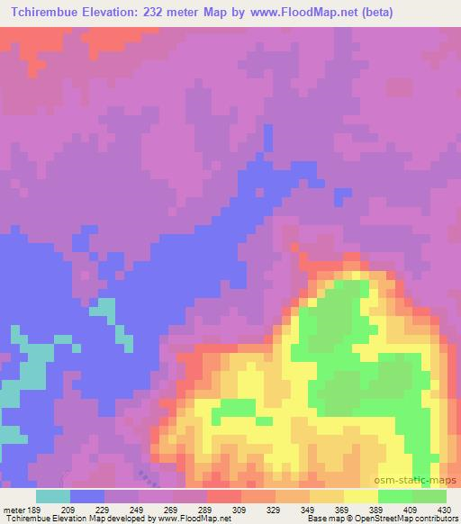 Tchirembue,Mozambique Elevation Map