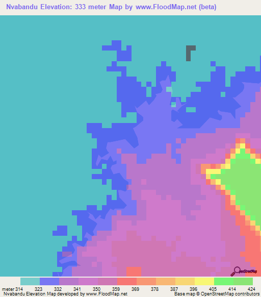 Nvabandu,Mozambique Elevation Map