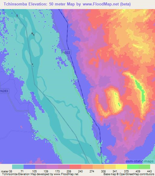 Tchinsomba,Mozambique Elevation Map