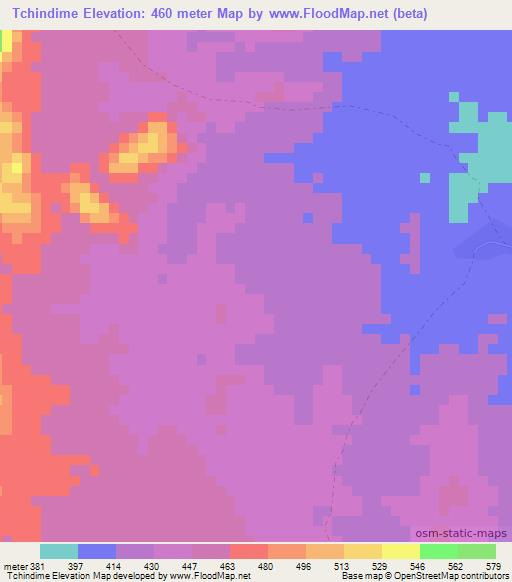 Tchindime,Mozambique Elevation Map