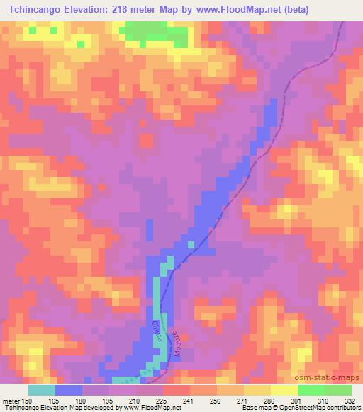 Tchincango,Mozambique Elevation Map
