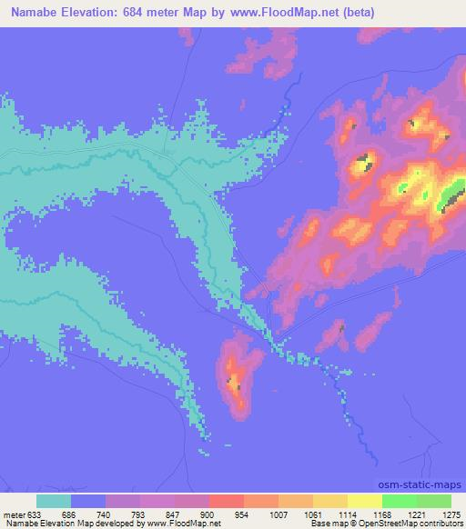 Namabe,Mozambique Elevation Map