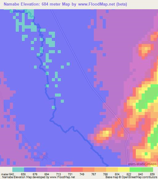 Namabe,Mozambique Elevation Map