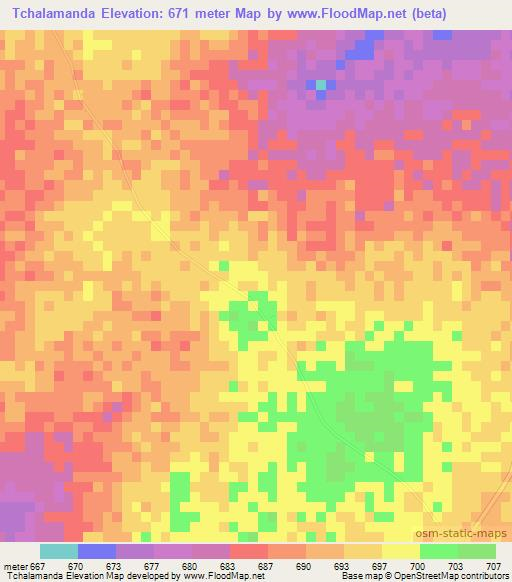 Tchalamanda,Mozambique Elevation Map