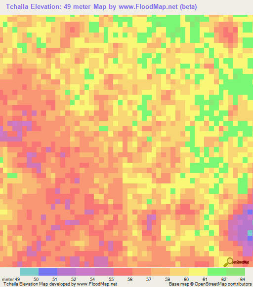 Tchaila,Mozambique Elevation Map