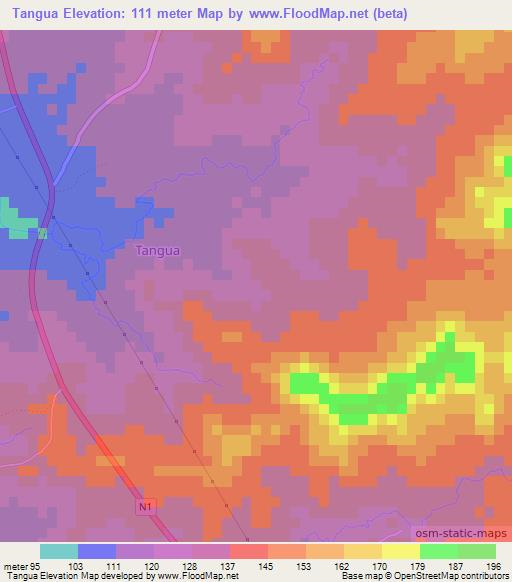 Tangua,Mozambique Elevation Map