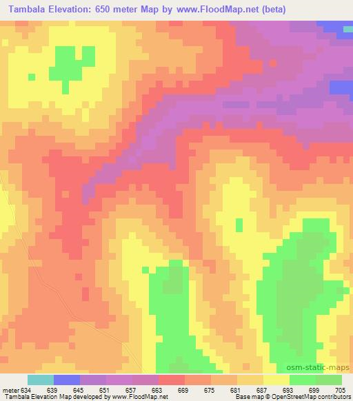 Tambala,Mozambique Elevation Map