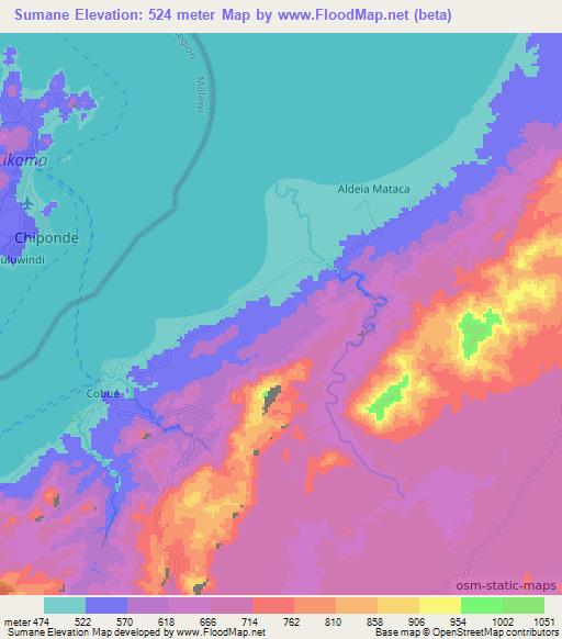 Sumane,Mozambique Elevation Map