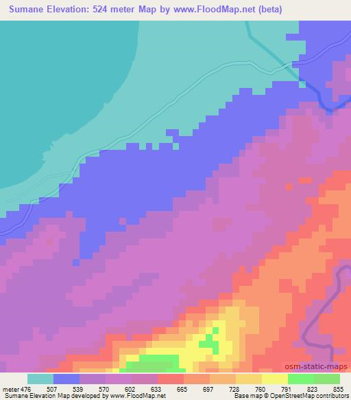 Sumane,Mozambique Elevation Map