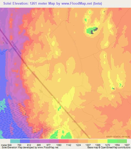Solei,Mozambique Elevation Map