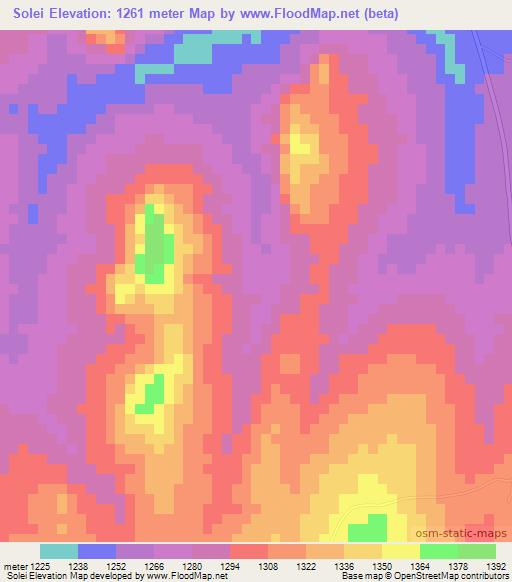 Solei,Mozambique Elevation Map