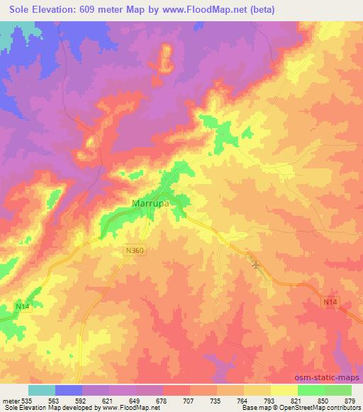 Sole,Mozambique Elevation Map