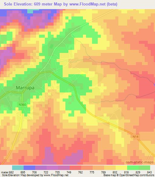 Sole,Mozambique Elevation Map