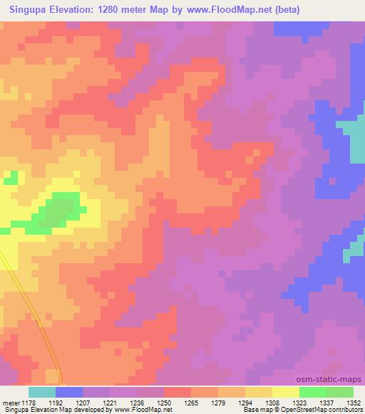 Singupa,Mozambique Elevation Map