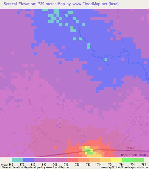 Serecai,Mozambique Elevation Map