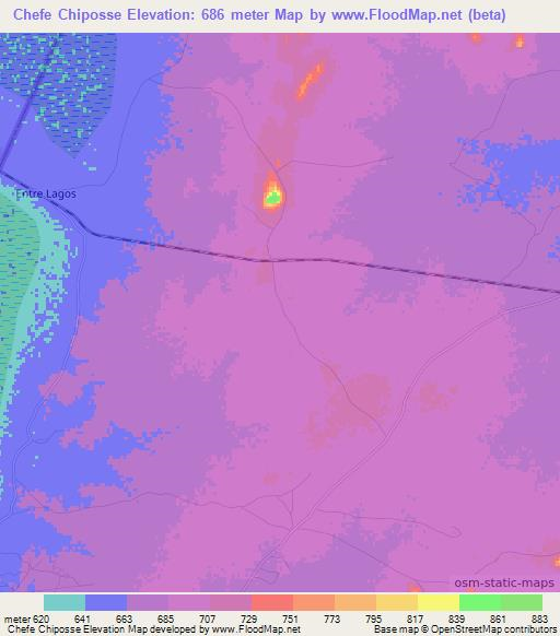 Chefe Chiposse,Mozambique Elevation Map