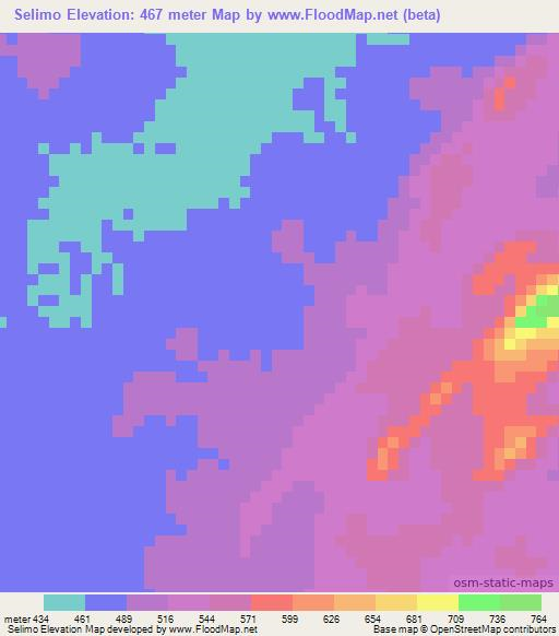 Selimo,Mozambique Elevation Map