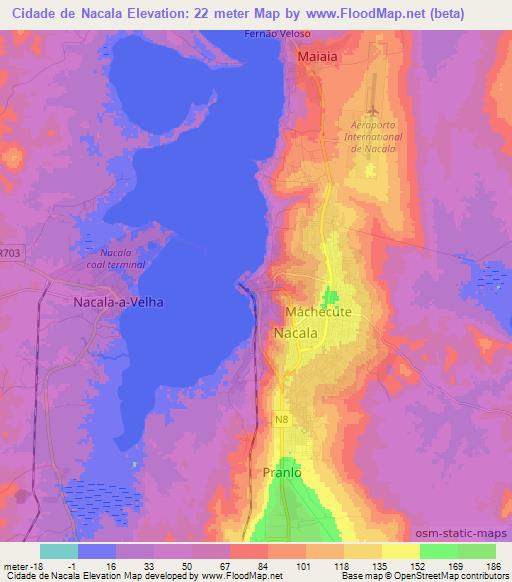 Cidade de Nacala,Mozambique Elevation Map