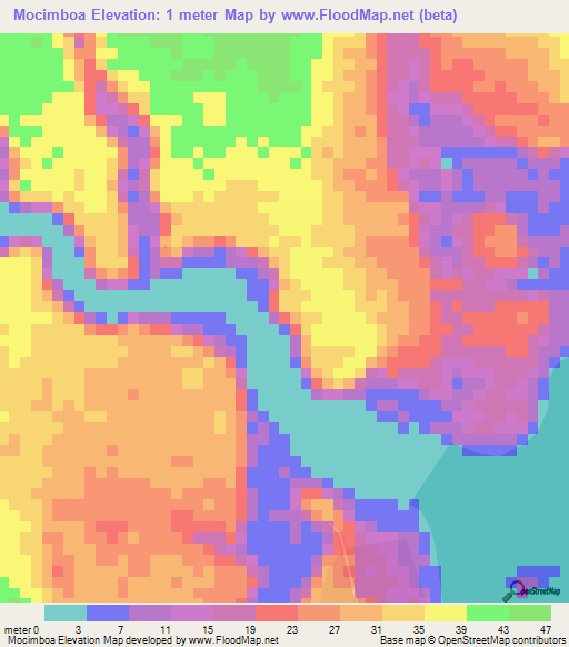 Mocimboa,Mozambique Elevation Map