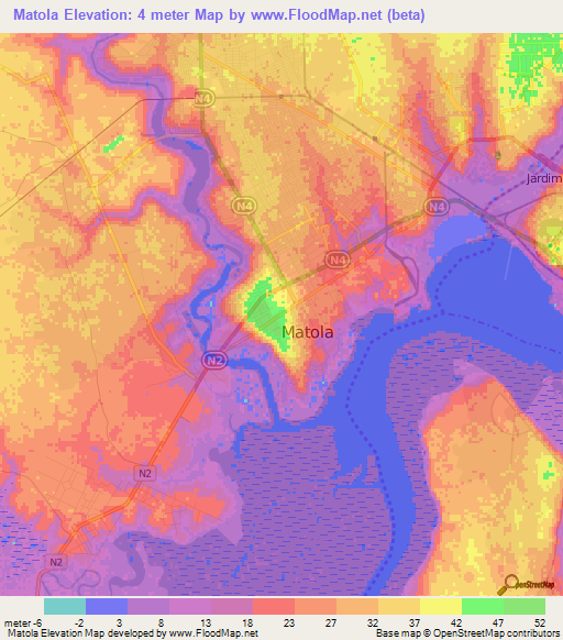 Matola,Mozambique Elevation Map