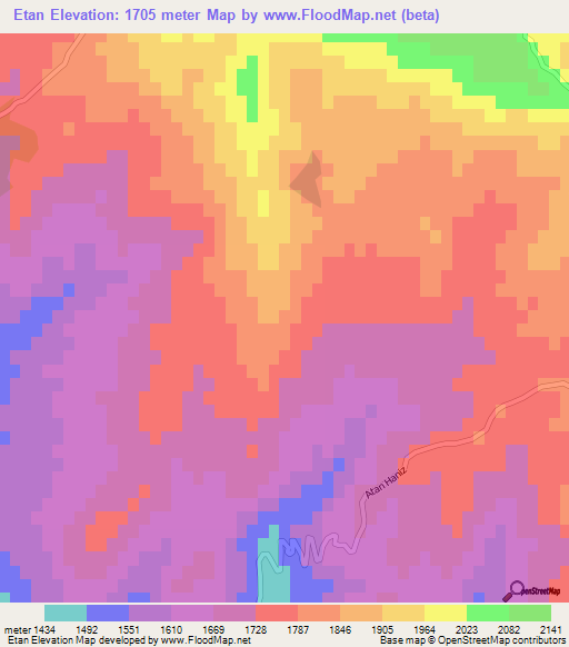 Etan,Iran Elevation Map