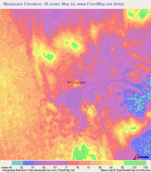 Manjacaze,Mozambique Elevation Map