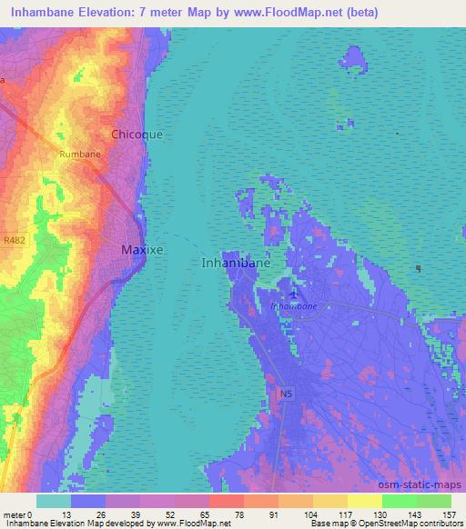 Inhambane,Mozambique Elevation Map