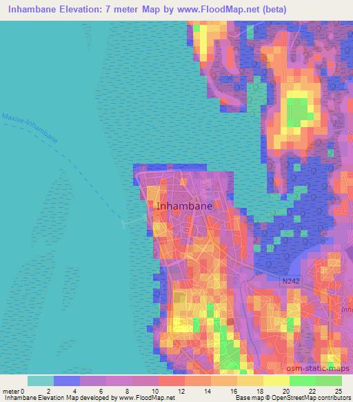 Inhambane,Mozambique Elevation Map