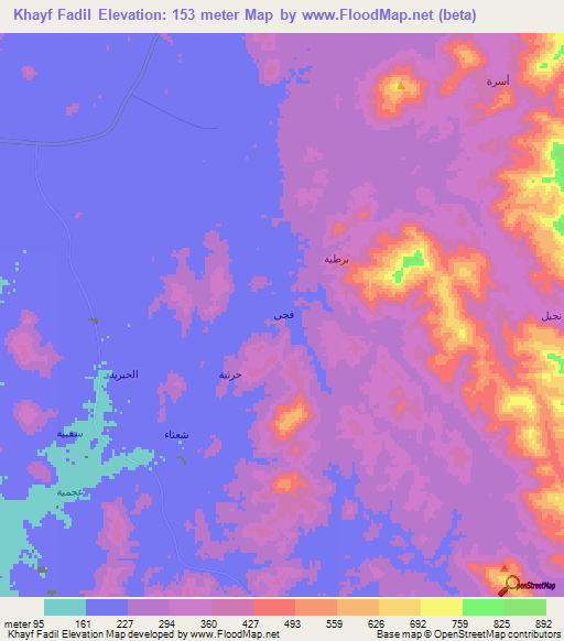 Khayf Fadil,Saudi Arabia Elevation Map