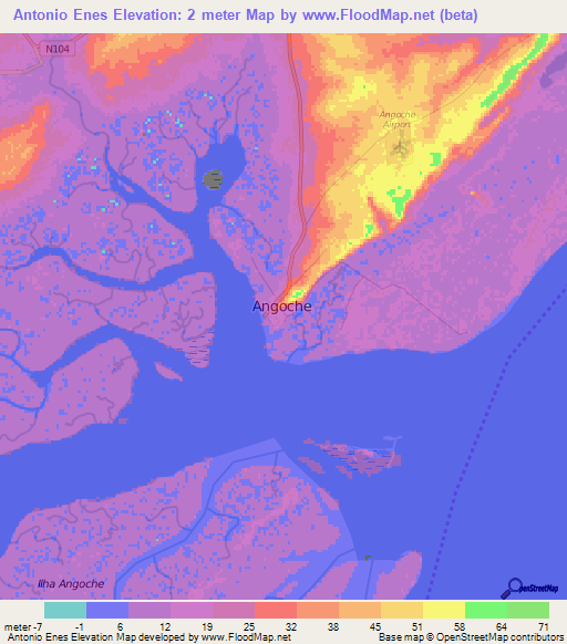 Antonio Enes,Mozambique Elevation Map