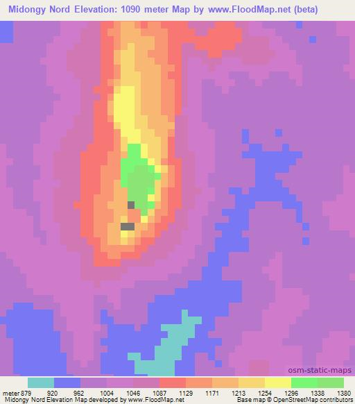 Midongy Nord,Madagascar Elevation Map