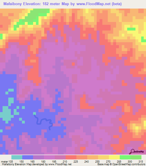 Mafaibony,Madagascar Elevation Map