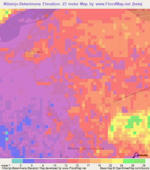 Mitsinjo-Betanimena,Madagascar Elevation Map