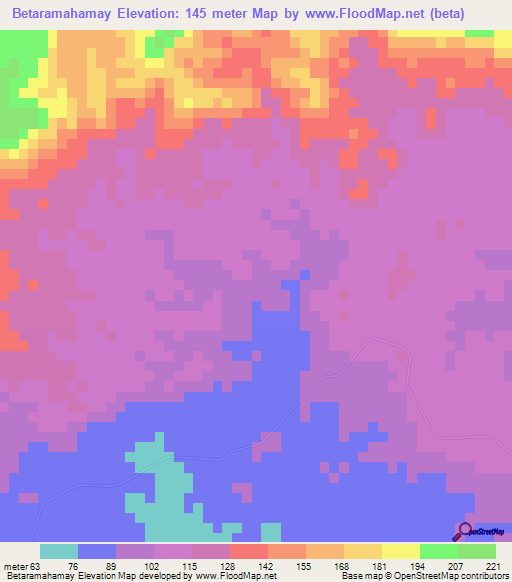 Betaramahamay,Madagascar Elevation Map