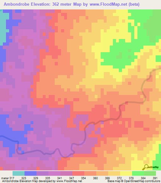 Ambondrobe,Madagascar Elevation Map