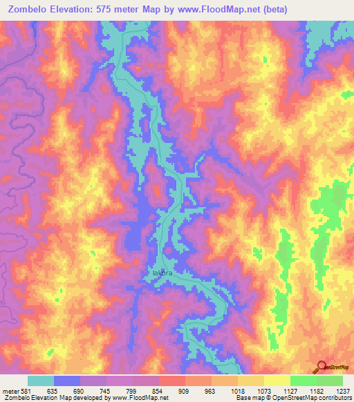 Zombelo,Madagascar Elevation Map
