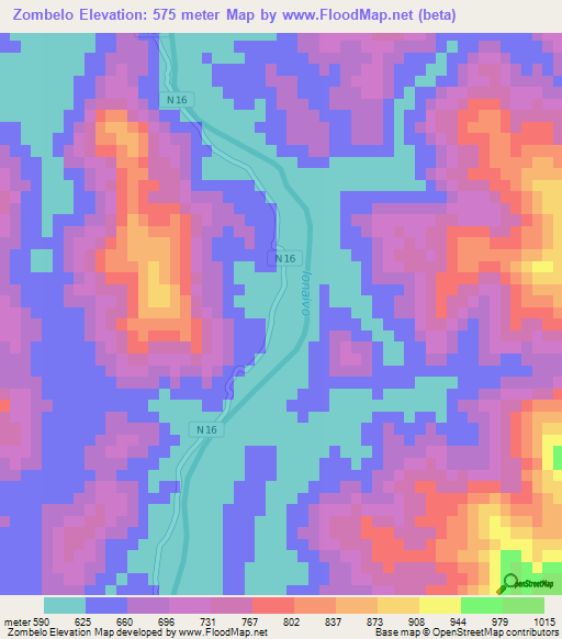 Zombelo,Madagascar Elevation Map