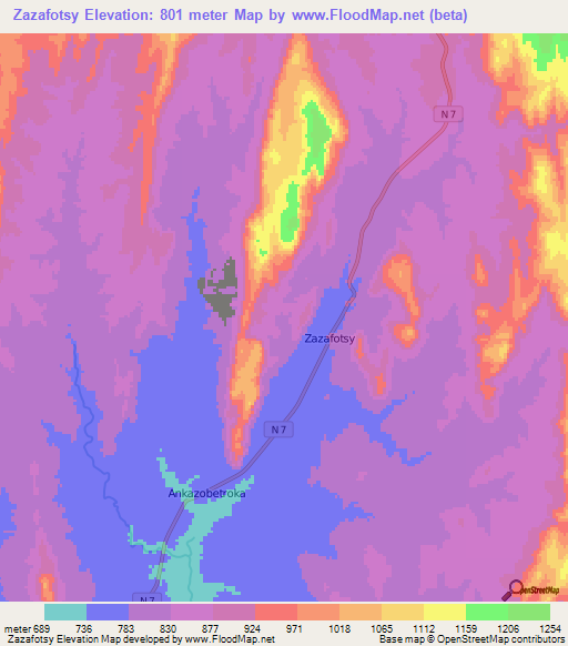 Zazafotsy,Madagascar Elevation Map