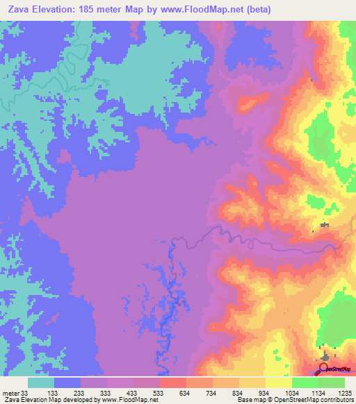 Zava,Madagascar Elevation Map