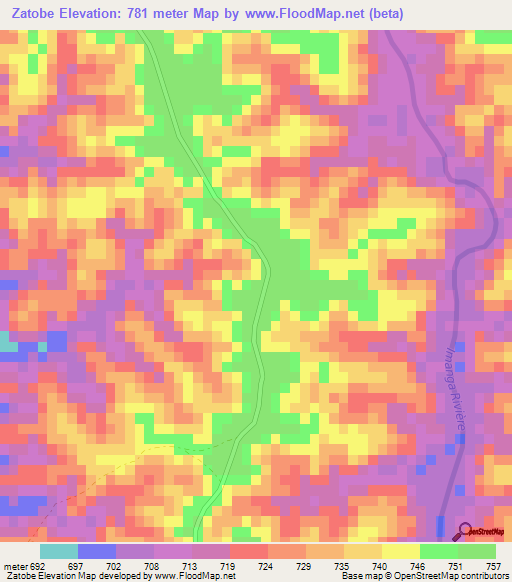 Zatobe,Madagascar Elevation Map