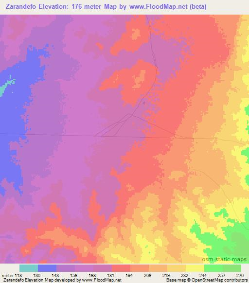 Zarandefo,Madagascar Elevation Map