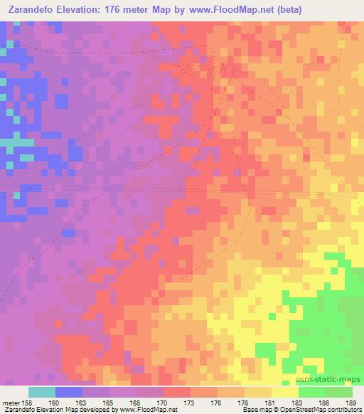 Zarandefo,Madagascar Elevation Map